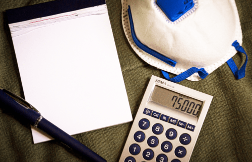 covid19 Calculatrice masque stylo carnet